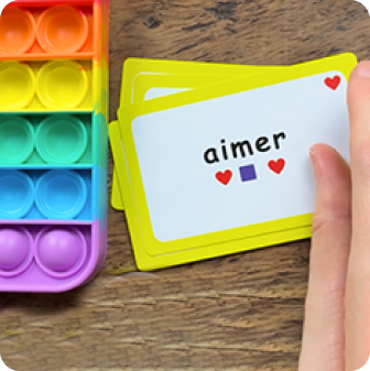 Flip a card and say the word!